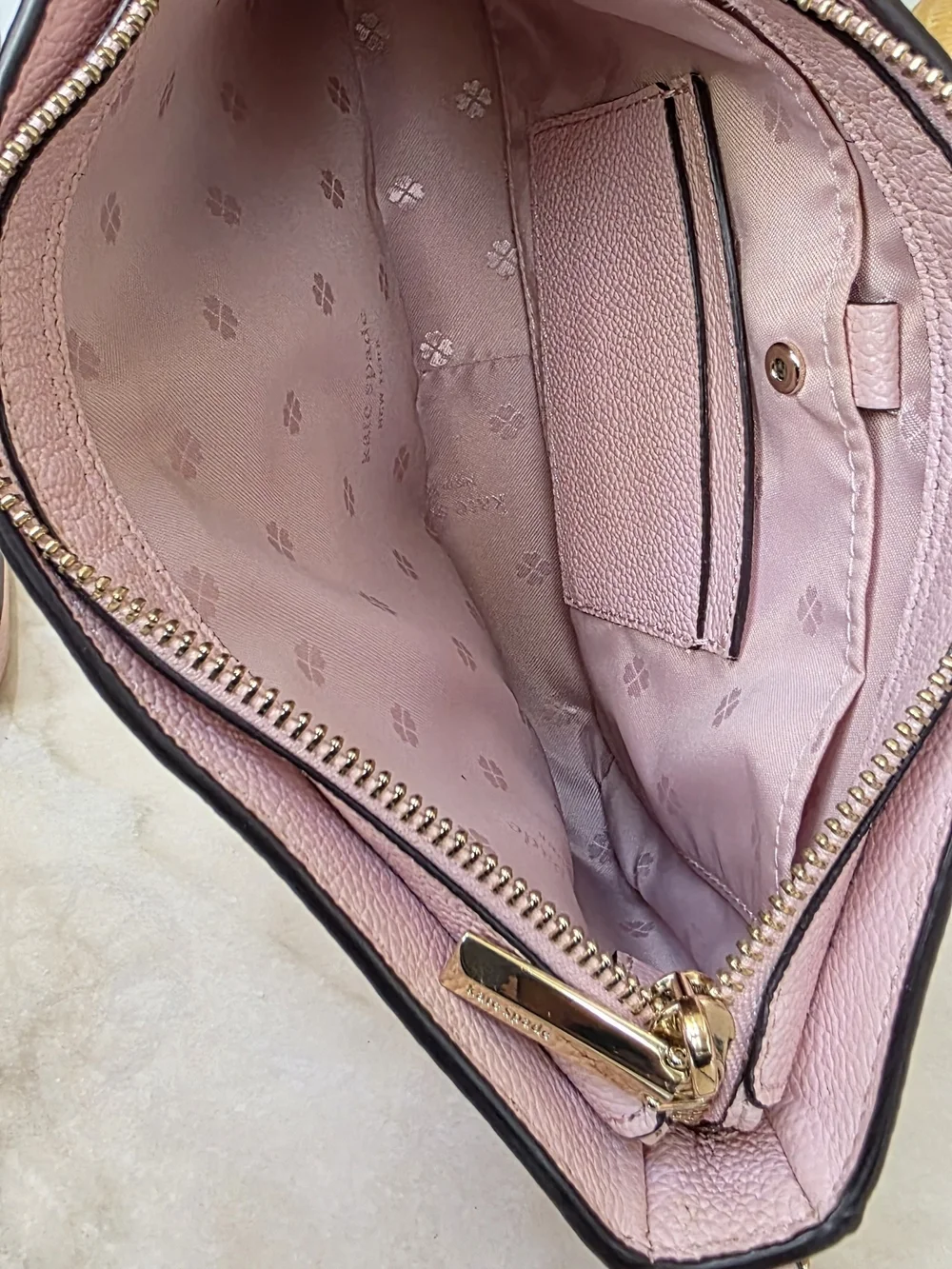 Kate Spade New York Pebbled Leather Crossbody Bag Blush Pink Silver Hardware